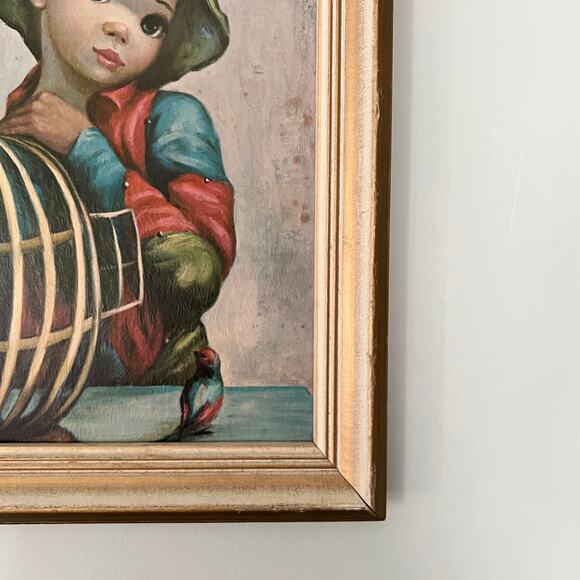 Vintage 60s MAIO Mardi Gras Boy Framed Lithograph Print / 14 x 17 - Picture 7 of 8